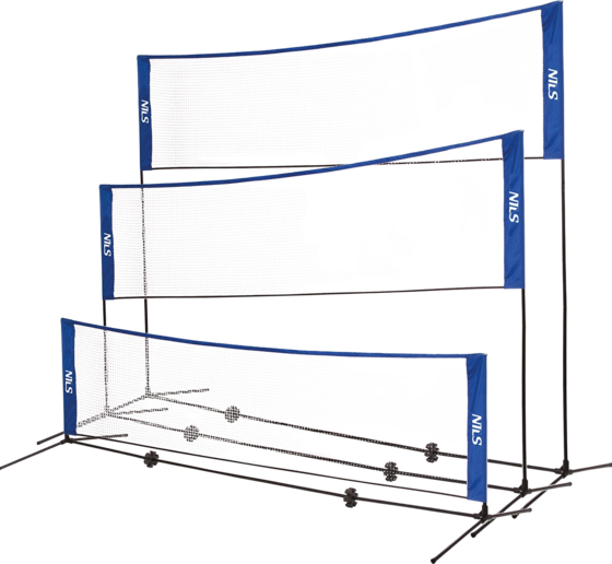 Northix 3-in-1 Badminton, Tennis, Volleyball Net Set Badminton Blue - One Size