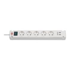 Brennenstuhl Bremounta - Stikdåse - output-stikforbindelser: 5 (2 x USB, 5 x strøm Type F) - 3 m ledning - hvid