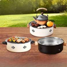 1st multifunktionell mini rökfri kolgrill, bärbar utomhus kolgrill & te spis, lämplig för hemsammankomster, camping, utomhusfester, köksgrillredskap o - Multifärgad (svart,Vit)