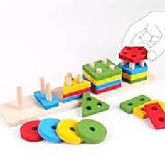 AWAVM Träleksaker 1 år gammal, formsorterare Montessori-leksaker, sensoriska leksaker för autism småbarnsleksaker, lärande pedagogiska leksaker för 1 2 3 år gamla pojkar flickor födelsedagspresenter