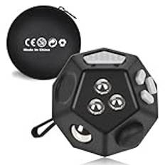 VCOSTORE Mini Fidget stresskub 12 sidor – ångestlindring, bärbar anti-stressleksak för barn och vuxna med ADHS ADD OCD autism (svart)
