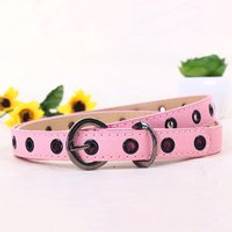 Barn godis färg midjeband klassiska barn pojkar flickor midjeband bälte pu läder fritid legering spänne dekorativa - Rosa