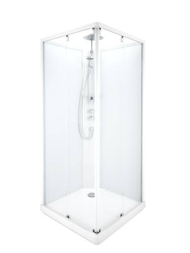 Showerama Comfort brusekabine, 90x90 cm, hvid profil, klart/frostet glas