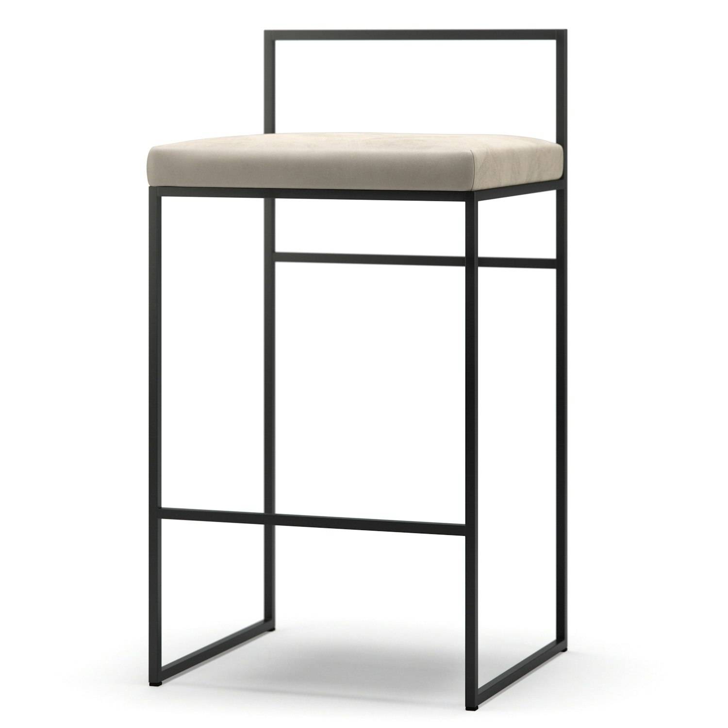 Department Barstol Med Ryggstöd 80 Cm Svart / Beige Sammet - Barstolar Stål Beige Sammet - 307680-338994