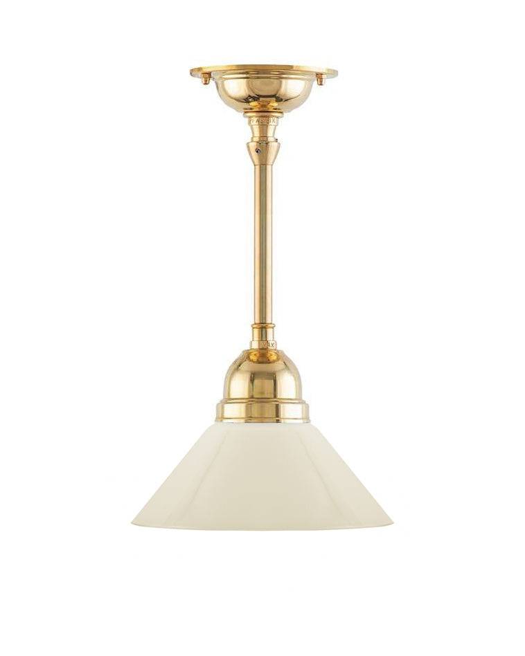 Loftlampe - Byström pendel 60 messing, lille benhvid skomagerskærm - 20 cm