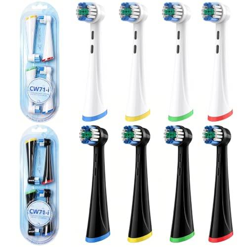 8 stycken borsthuvuden för Oral B iO-eltandborste: Standard rengöringsstil tandborsttillbehör för iO 2 3 4 5 6 7 8 9 10-serien, för normal daglig munrengöring, svart/vit