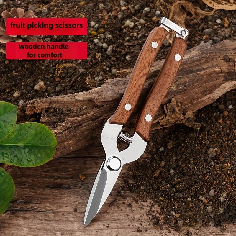 TEMU Classic Garden Pruning Shears With Automatic Spring Action, Featuring Stainless Steel , Ideal For Tasks In And Gardens, Including Fruit Picking, Grafting, And Trimming