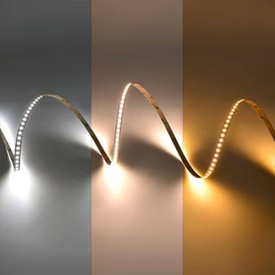 20 meter, 7W pr. meter CCT LED strip, RA95, 24V DC, IP20, 288 LED pr. meter, Kulør: CCT (Varm til Kold Hvid)