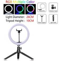 Dimbar led ringljus med stativ usb ring lampa fotografering selfie ljus ring stativ med lampa ringlight ring light tripod wit - Rlampa 001-26 RGB -t10