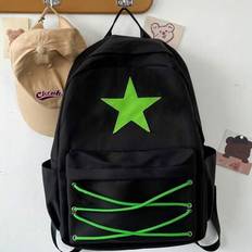 Canvas Backpack, College Style Korean Version Student Bag, Versatile Backpack, Star Backpack Lady's Backpack Student Backpack Cute Dopamine Style Casu - Green - one-size