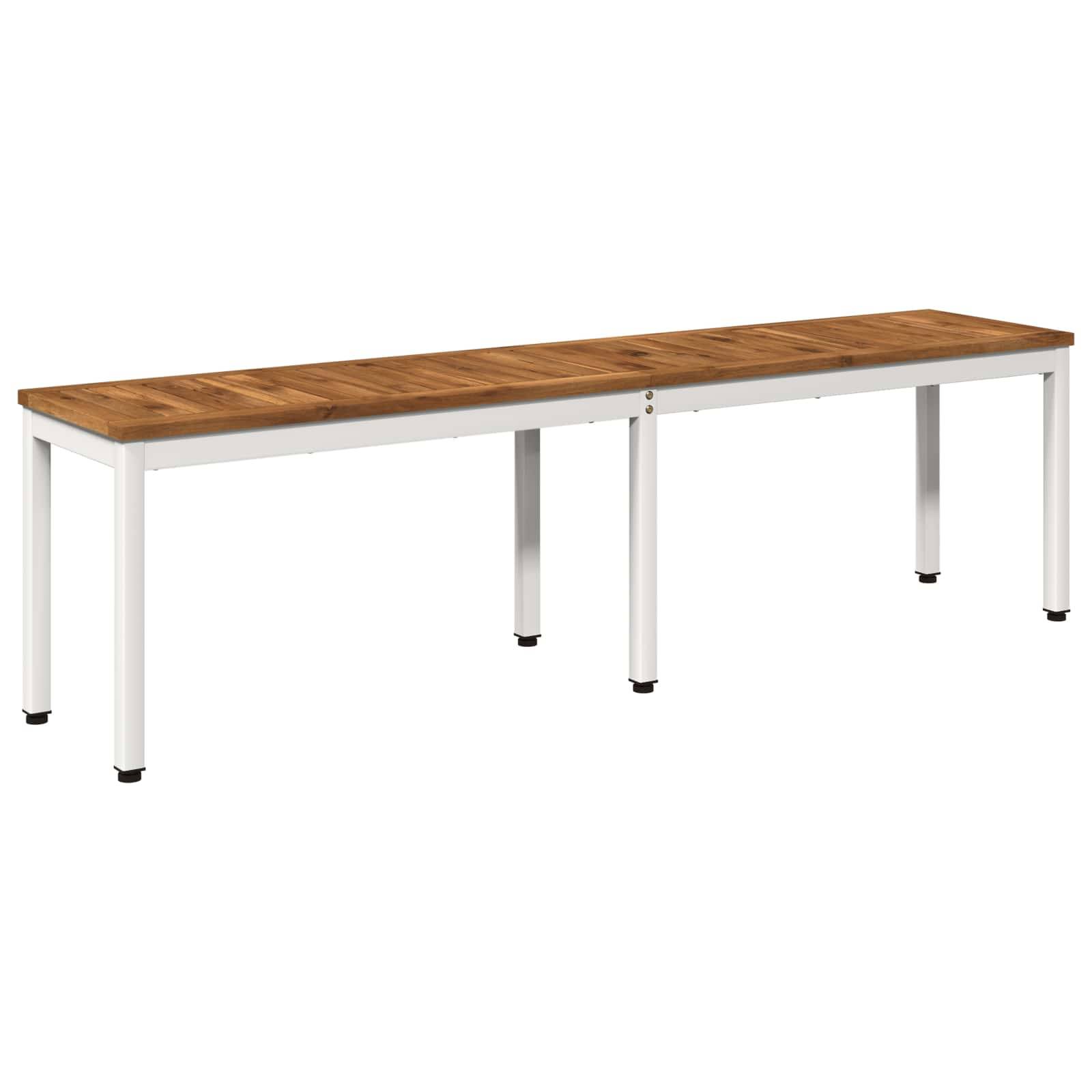 vidaXL Havebænk 161 x 35 x 45 cm Massivt Akacietræ Natur og hvid