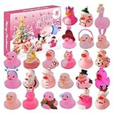 FUFRE Adventskalender 2024 barn, 24 stycken pipande ankare adventskalender, julkalender adventskalender baby, jul nedräkning kalender ornament med överraskningsleksak (C)