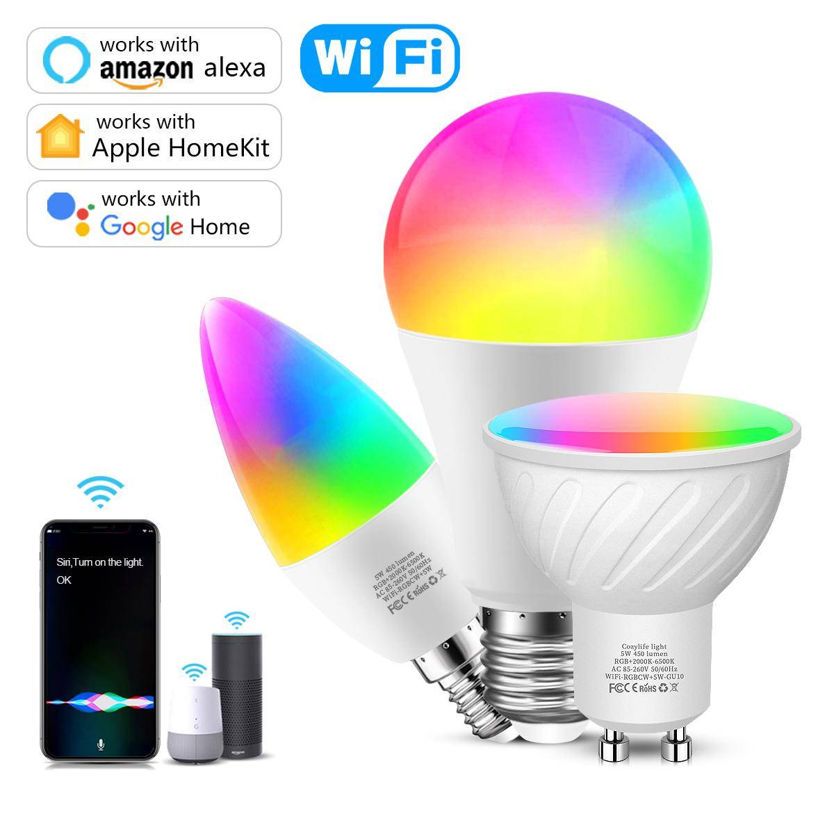 AIMENGTE MFI Homekit RGB LED Smart WiFi Glödlampa Lampa 110V/220V Siri Röststyrning För Apple Home Kit App Alexa Google Home multi