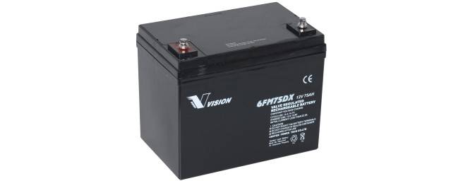 Vision AGM batteri 6FM75, 75Ah,12V vedligeholdelsesfri