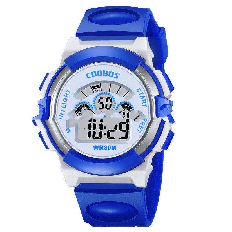 Colorful Luminous Student Sports Waterproof Children's Electronic Watch - Blue