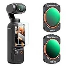 K&F koncept variabel ND2-32 + ND32-512 filtersats kompatibel med DJI Osmo Pocket 3, vattentäta neutrala densitetsfilter justerbar ND för Action 4