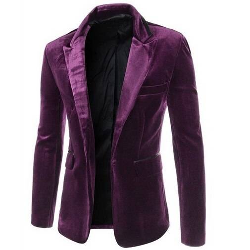 Zogaa höst vinter casual herr kavaj manchester lapptäcke herr företag en knapp slim fit masculino manlig kostym jacka kavaj - Fuchsia / Xl