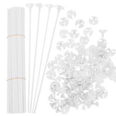 TAHUAON 100-pack ballongpinnar, 40 cm plast återanvändbara, tjocka vita ballongpinnar och hållare, koppar, passar för bröllop, födelsedag, nattvardsgång, helgdagar, jubileum, fest dekorationer,