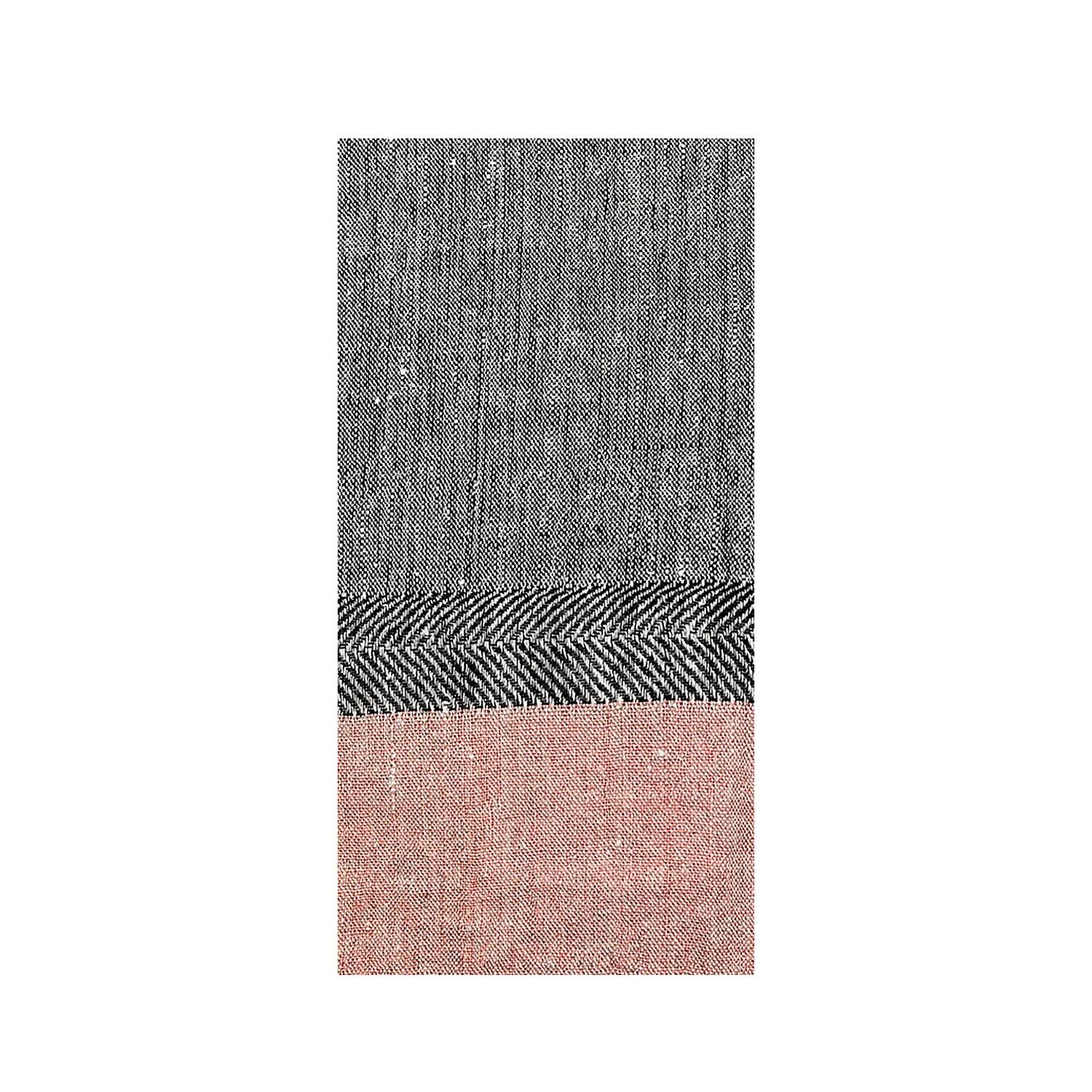 Linnepläd med frans aprikos/svart 130x70 cm - Svart/Röd