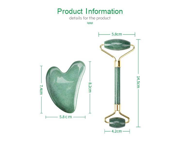 Gua Sha set - Grön aventurin Jade roller och Gua Sha sten