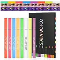 LOPHE Neon Flytande Eyeliner, 8 FäRger VattentäT, FläCkfri LåNgvarig Matt Eyeliner-Set, FäRgglad Fluorescerande RegnbåGe-Eyeliner, Glow In Uv Liner Pen, Makeup FöR AnsiktsmåLning FöR öGonen FöR Daglig Halloween