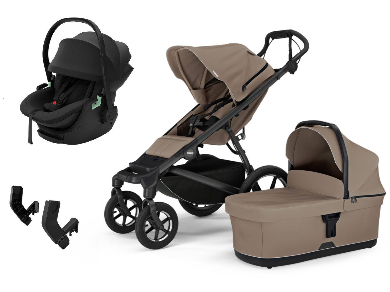 Thule Urban Glide 4-wheel Stroller Set 3-in-1 incl. Maple i-Size Infant Car Seat - Tinted Taupe - Magnetic Buckle