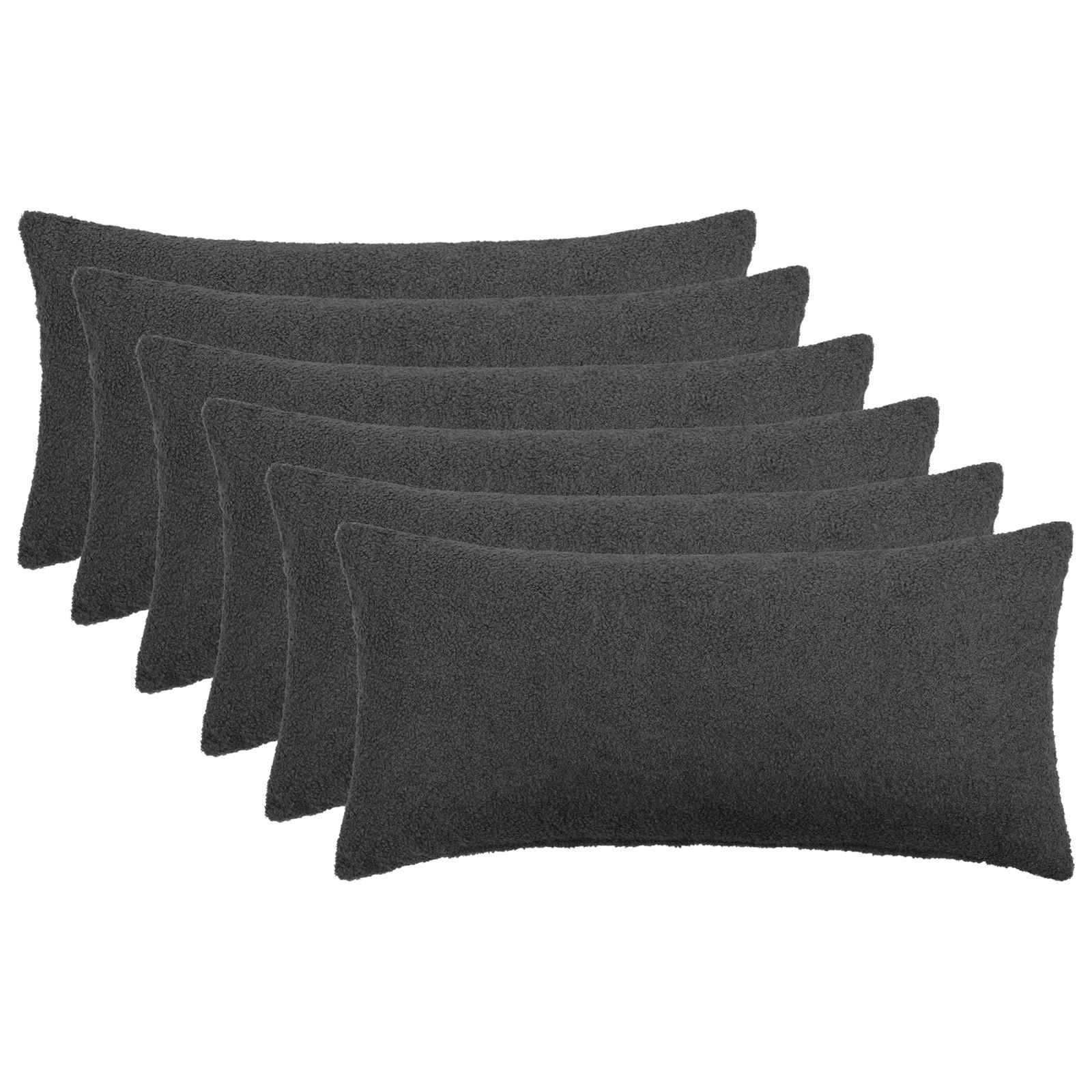 vidaXL Kuddöverdrag 6 st HEERLEN Mörkgrå 40 x 80 cm Bouclé