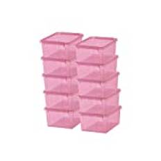 SmartStore Colour 15 - Förpackningmed 10 Förvaringslådor - Stilren förvaring för hemmet - Rosa Transparent - BPA-Fri Plast - 40 x 30 x 18 cm - 14L - SmartStore
