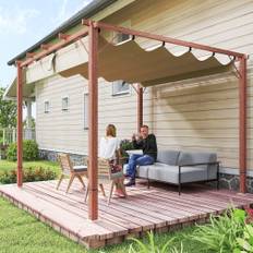 3 x 3 m havepergola, justerbart terrassetag, aluminiumsramme, UPF 30+ solbeskyttelse, naturtræ