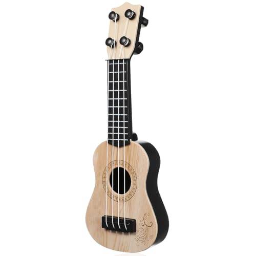 Barngitarr musikleksak ukulele klassiskt instrument 4 strängar mini barngitarr musikgåva musikantagare lära pedagogisk leksak för småbarn pojkar flickor – beige