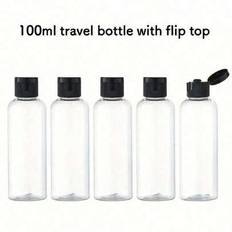 1pc/3pcs/5pcs 100ml/200ml Travel Bottles With Flip Cap Travel Bottle Empty Cosmetic Sample Dispenser Container, Empty Clear Plastic Bottles Refillable - Clear - Multi-size