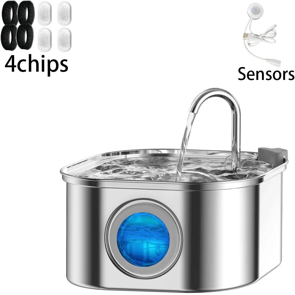Stainless Steel Wireless Rechargeable Pet Water Fountain — Automatic Induction Drinking Bowl - NoCharging Induction 1 / L (L)