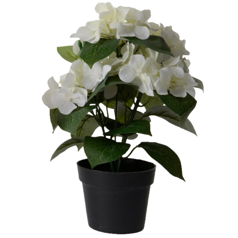 Hortensia i Potte - Hvid - Kunstig 25 cm