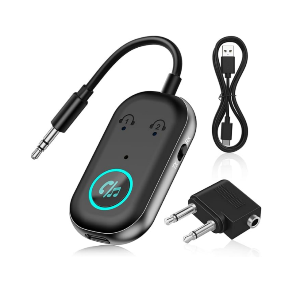 Bluetooth 5.3 2-i-1-sändare och mottagare, flygplans-Bluetooth-adapter för TV, 3,5 mm-uttag för ljud, kompatibel med