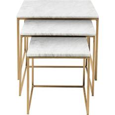 KARE DESIGN Key West indskudsborde - hvid marmor og guld ben, sæt á 3 borde