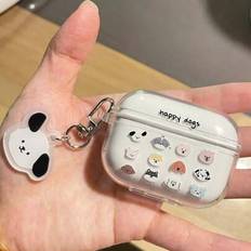 Söt valpdesign 3/4-skal, mjukt skyddande fodral kompatibelt med Apple 1/2/Pro/Pro2 trådlösa hörlurar, kreativt transparent Pro2-skal - Genomskinlig (AirPods1/2,AirPods Pro,AirPods 3,AirPods Pro (2nd generation),Airpods 4,AirPods Pro 3)