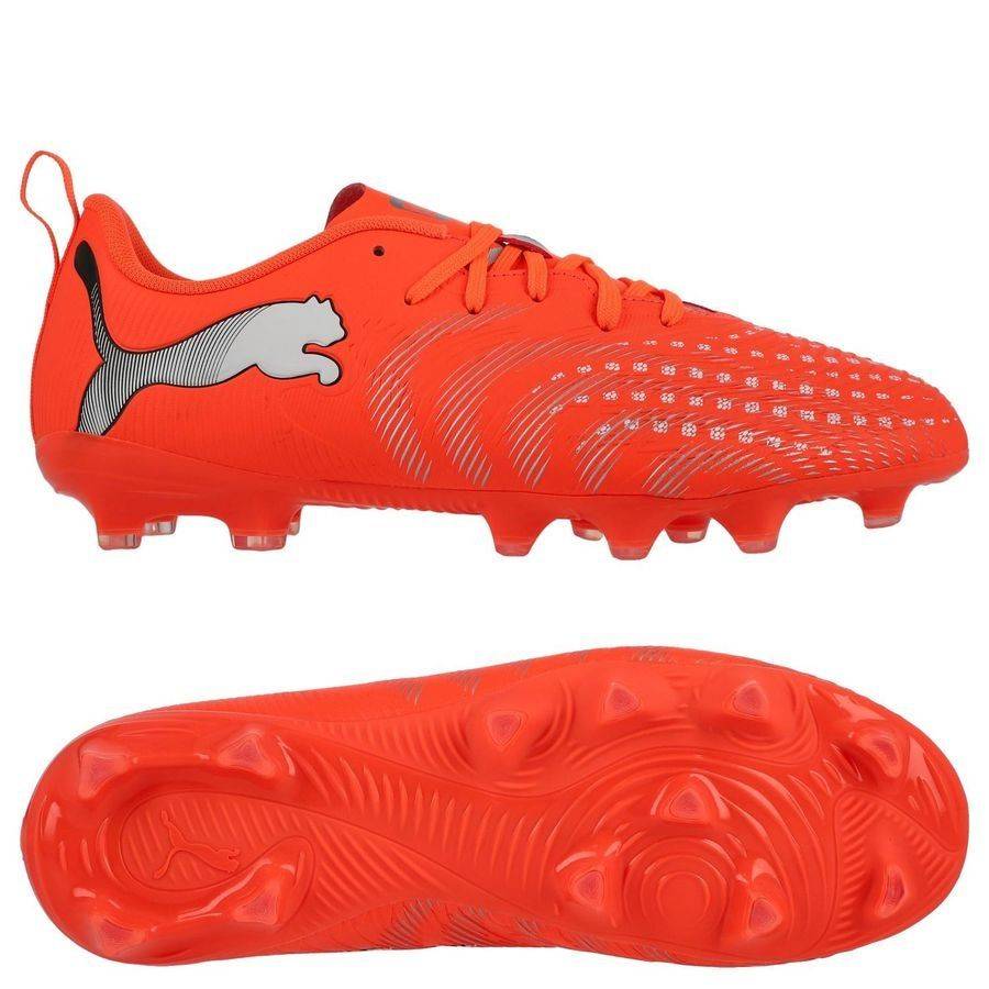 PUMA Future 9 Play FG/AG Unleashed - Röd/PUMA White/PUMA Svart/PUMA Silver Barn - ['Röd'] (36)