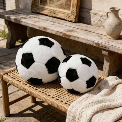 1 st minimalistisk fotbollsformad kudde, klassisk svartvit färg, tupplurskudde för vardagsrumssoffa - Svart och Vitt (22*22 cm,26*26 cm)