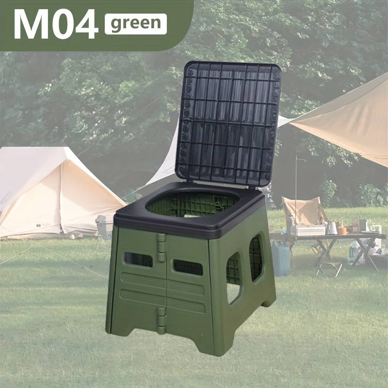TEMU Portable Folding Emergency Toilet With Lid - Ideal For Camping, Hiking & Car Travel | Durable Abs Material, Portable Toilet For Camping