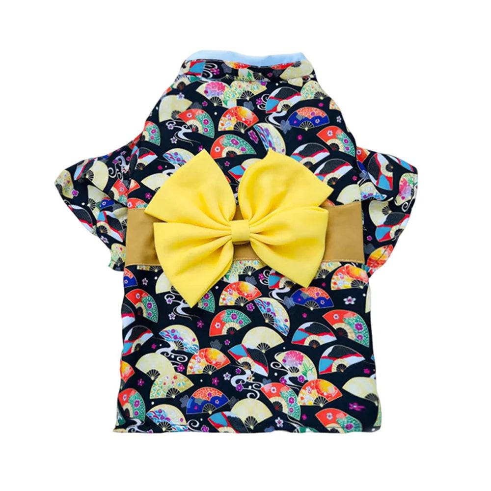 Japanese Bow Print Pet Kimono for Cats & Small Dogs - 4 / XL-advise 9-12kg / SPC (XL-advise 9-12kg)