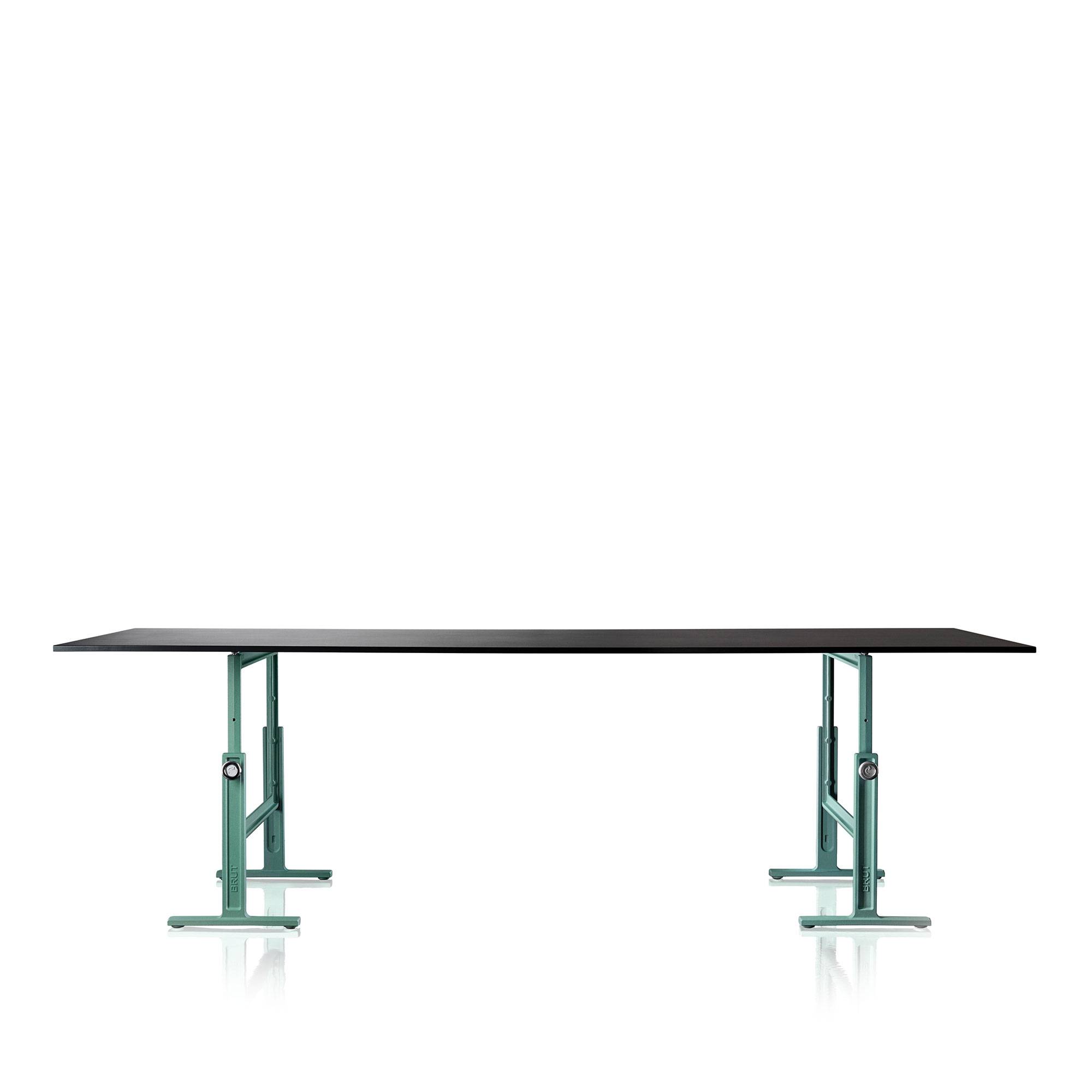 Magis - Brut Trestle Table 290x95 Adj height Grey Anthracite frame/Black steel plate - Spiseborde - Konstantin Grcic - Sort - Metal