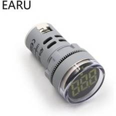Diy mini digital voltmeter 22mm round ac 12-500v volt voltage tester meter monitor ström led indikator pilotlampa display - Ny vit voltmeter