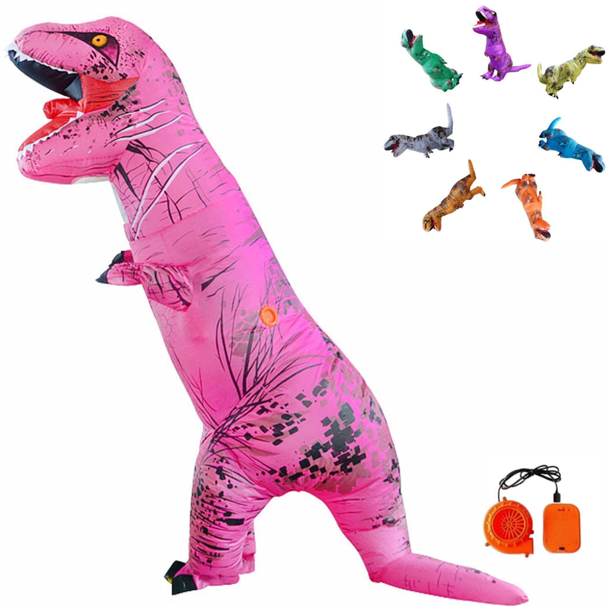 REKUCCI Tyrannosaurus Rex Dinosaur Uppblåsbar Dinosauriekostym för och Perfekt för Skola och Evenemang Kostym i Barnstorlek, Halloween, Vuxna, Barn, rosa