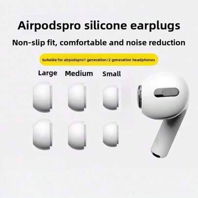 6 st silikonöronproppar för AirPods Pro, trådlösa Bluetooth-hörlursfodral, brusreducerande öronproppar - Vitt (6 stora storlekar,6 små, medelstora och stora,6 små storlekar,6 medelstora storlekar)