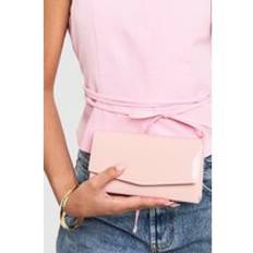 Structured Patent Clutch Bag & Chain, Pink - ONE SIZE