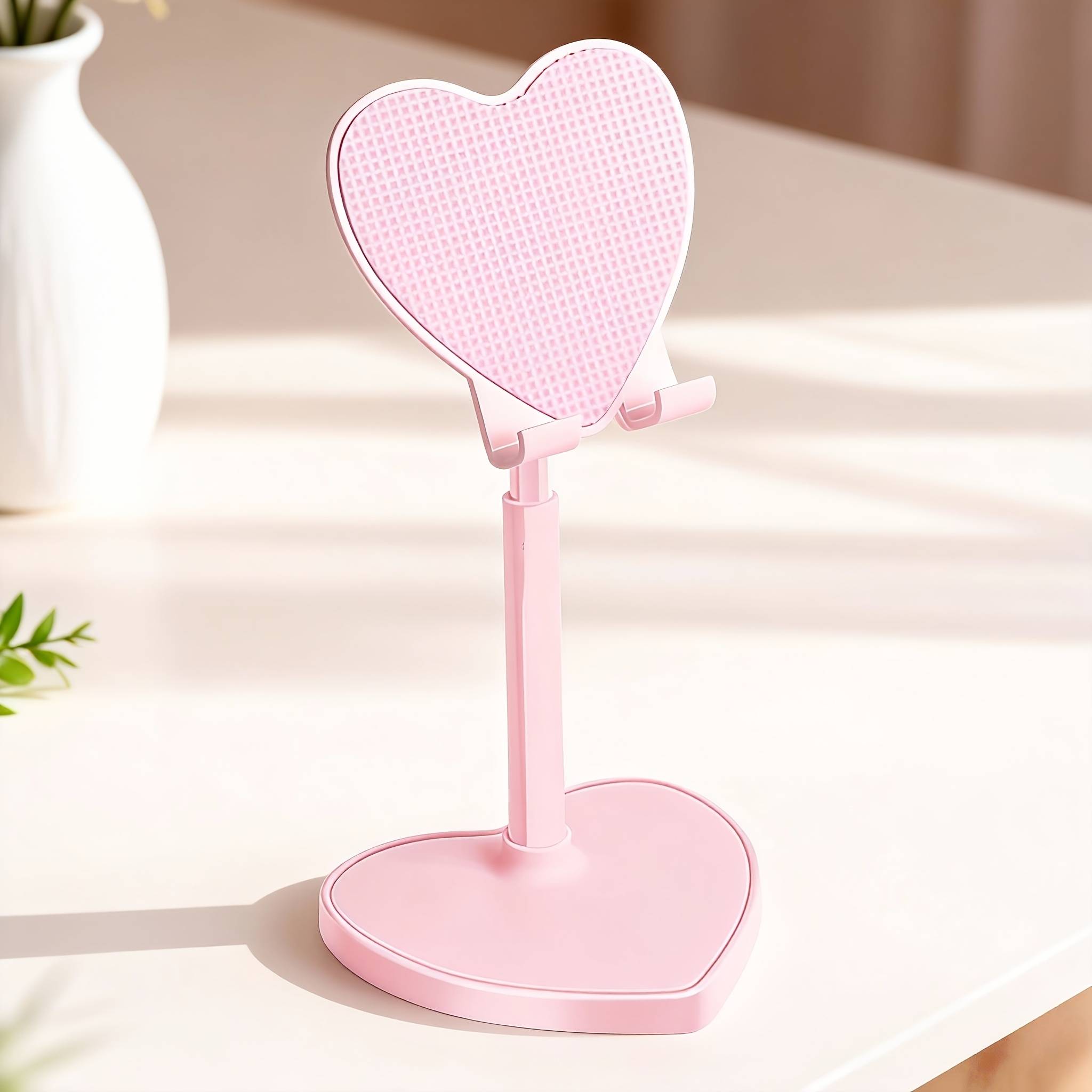TEMU Adjustable Phone Stand With Heart-shaped Mount, Retractable Desk Cell Phone Holder, Flexible And Portable Phone/tablet Stand Perfect For Office And Home Use, Great Gift