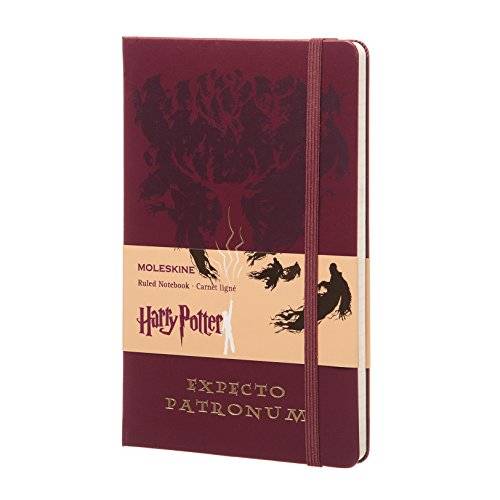 Moleskine Anteckningsbok Harry Potter, Large/A5, fodrad, hårt skydd, Expecto Patronum, röd