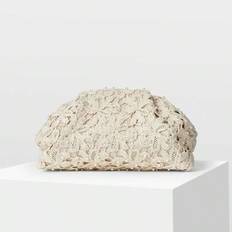 Clutch med broderi och fuskpärldetalj - Beige (En-Storlek)