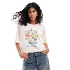 "Only - Lyserød oversized T-shirt med ""grow & glow""-print"