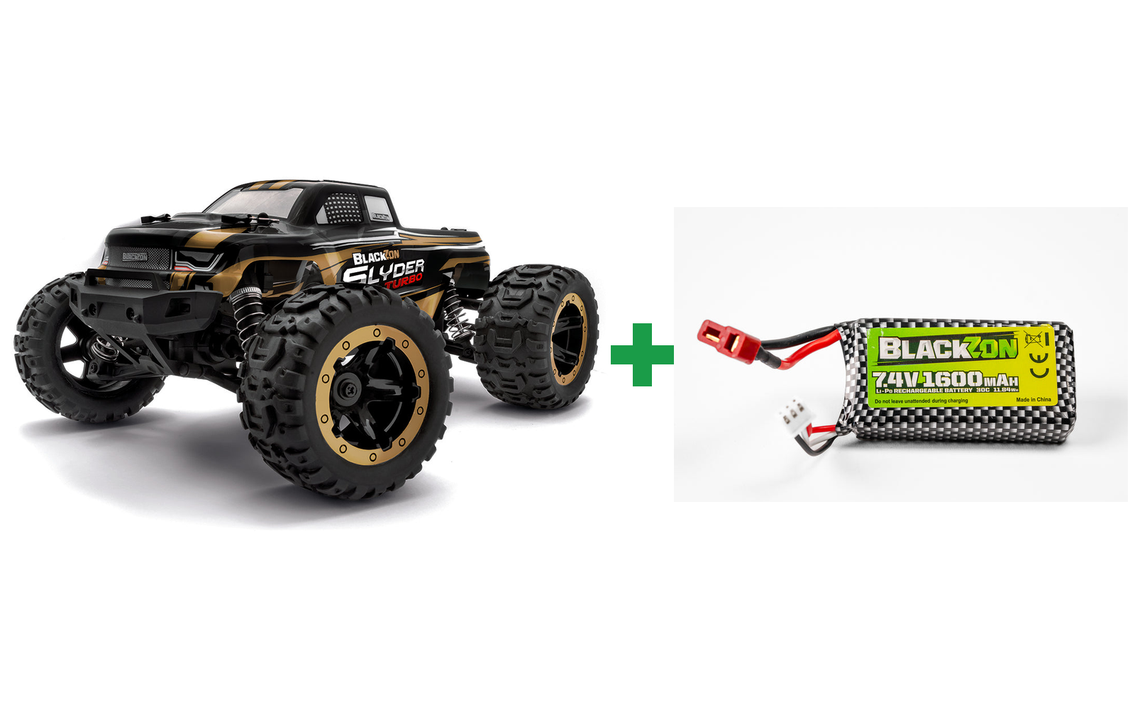 BLACKZON Slyder MT Turbo 1:16 4WD Brushless Monster Truck - Guld / Kompletpakke - Ekstra køretid! Spar